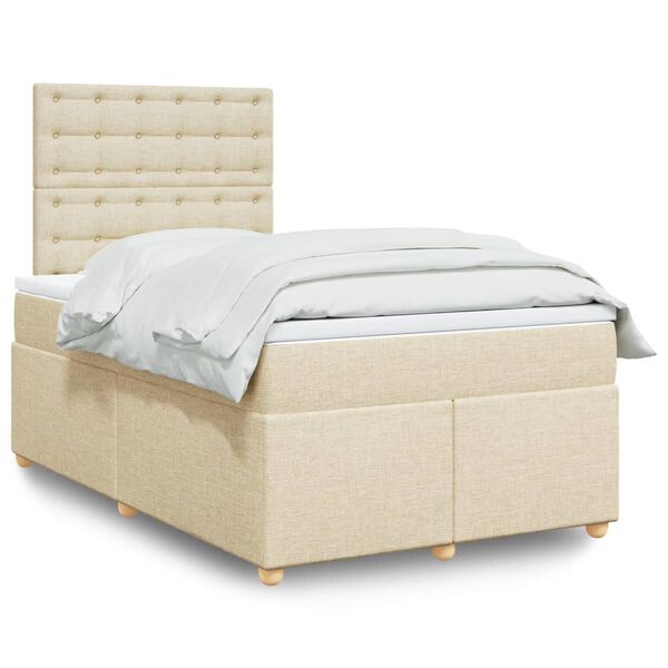 vidaXL Boxspring met matras stof cr&egrave;mekleurig 120x190 cm