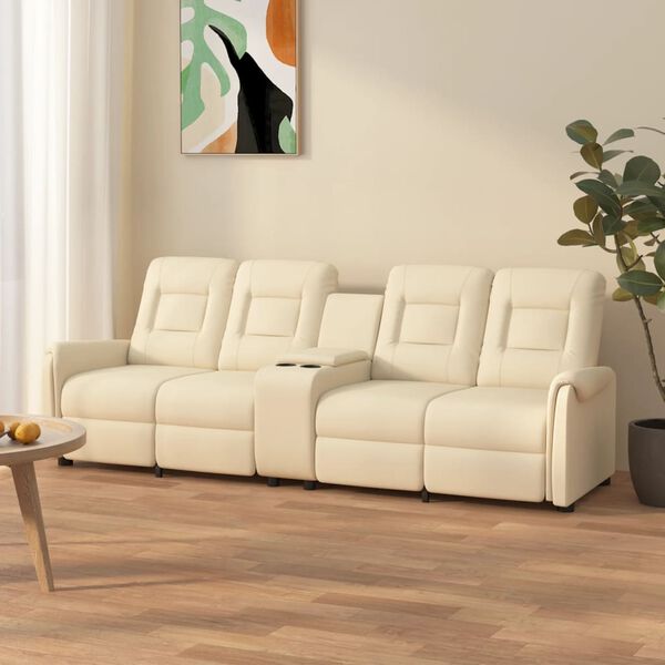 vidaXL Massagestoel 4-zits verstelbaar met bekerhouder crèmekleurig