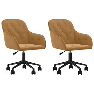 vidaXL Eetkamerstoelen draaibaar 2 st fluweel bruin