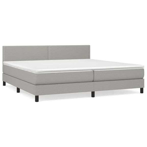 vidaXL Boxspring met matras stof lichtgrijs 200x200 cm
