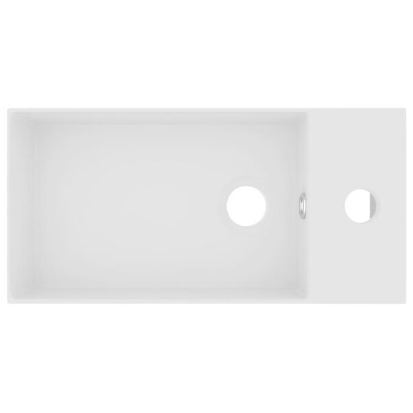 vidaXL Wastafel met overloop keramiek matwit