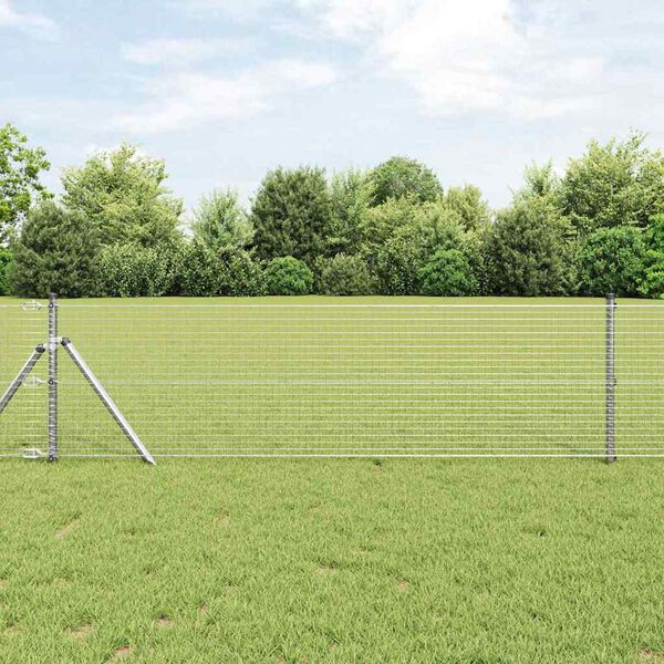 vidaXL Hecke met palen Zilver 0.4 x 25 m Staal