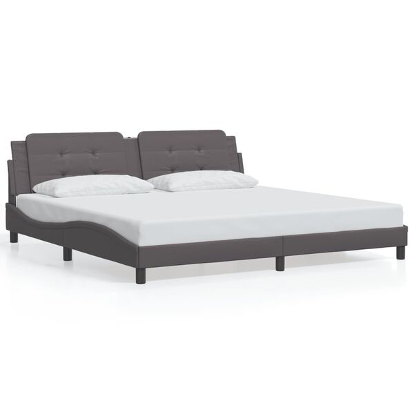 vidaXL Bedframe met LED zonder matras "Zadar" grijs 200x200 cm