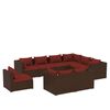 vidaXL 9-delige Loungeset met kussens poly rattan bruin