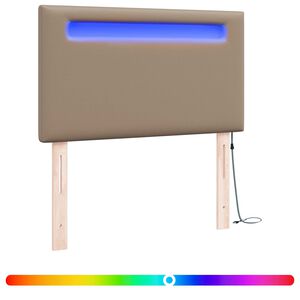 vidaXL LED Hoofdbord Cappuccino 100 cm Nep Leer