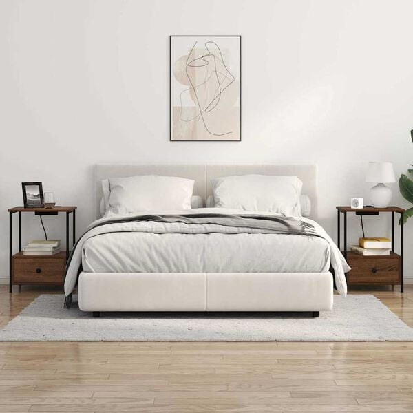 vidaXL Nachtkastje met lade Bruin Eiken 42 x 41 x 56 cm Bewerkt hout