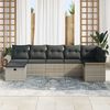 vidaXL Tuin Sofa Set met kussen met opslag 7 pcs Lichtgrijs Poly riet