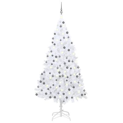 vidaXL Kunstkerstboom met verlichting en kerstballen 240 cm wit