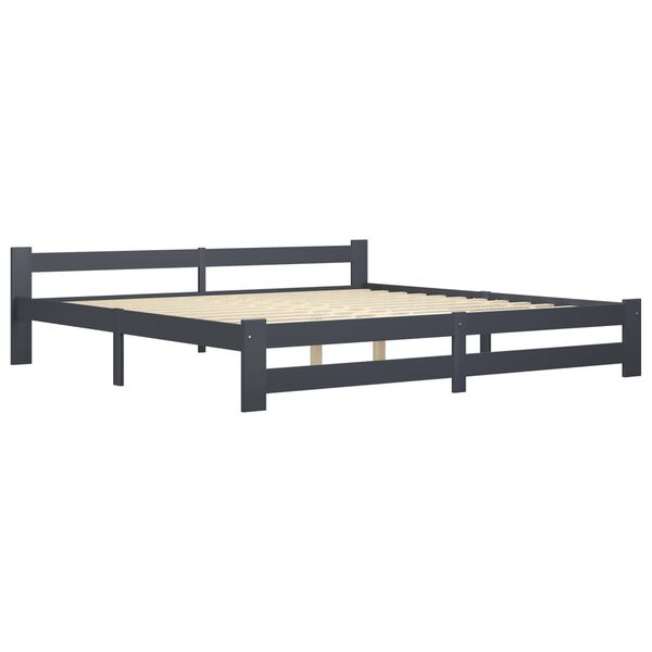 vidaXL Bedframe massief grenenhout donkergrijs 200x200 cm