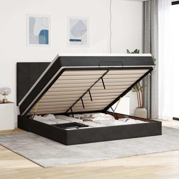 vidaXL Ottoman bed met matrassen 180x200cm fluweel zwart