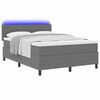 vidaXL LED Box Spring Bed Lichtgrijs en wit. 140 x 200 cm Katoen Stof