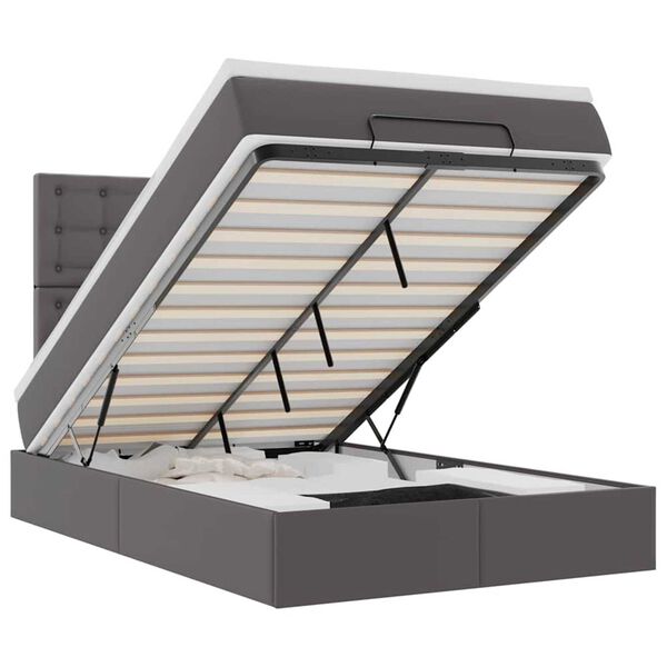 vidaXL Ottoman bed met matras en LED's 120x190 cm kunstleer grijs