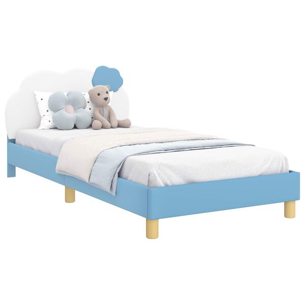 vidaXL Bedframe voor kinderen met hoofdbord Blauw 90 x 200 cm PU