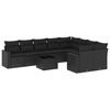 vidaXL 10-delige Loungeset met kussens poly rattan zwart