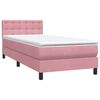vidaXL Boxspring met matras fluweel roze 100x220 cm