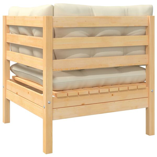 vidaXL Tuinbank 2-zits met crèmekleurige kussens massief grenenhout