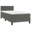 vidaXL Boxspring met matras en LED fluweel donkergrijs 90x200 cm