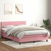 vidaXL Boxspring met matras fluweel roze 160x220 cm