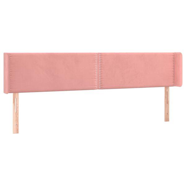 vidaXL Hoofdbord met randen 203x16x78/88 cm fluweel roze
