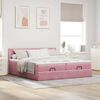 vidaXL Ottoman bed met matrassen 200x200cm fluweel roze