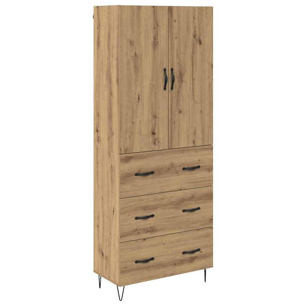 vidaXL Hoge kast met lade 2 pcs Artisan Eiken Ge&euml;ngineerd hout en glas