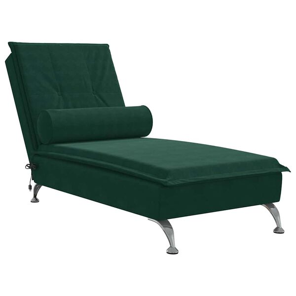 vidaXL Massage chaise longue met bolster fluweel donkergroen