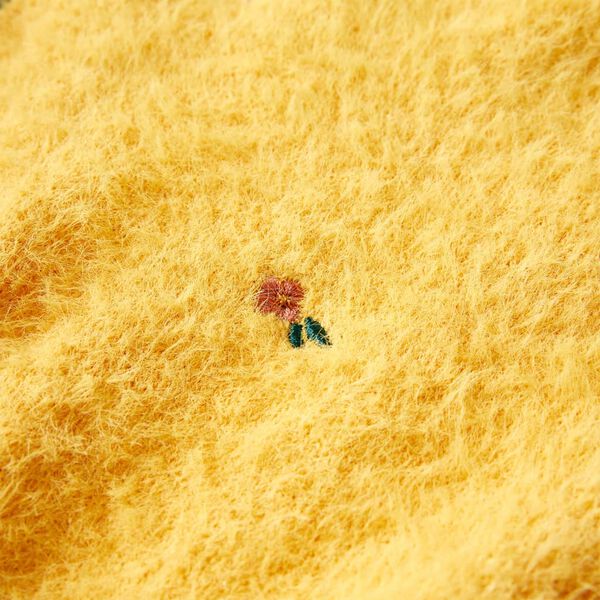 Kindertrui gebreid 116 okerkleurig