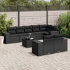 vidaXL 9-delige Loungeset met kussens poly rattan zwart