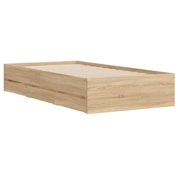 vidaXL Bedframe met lades bewerkt hout sonoma eikenkleurig 90x200 cm