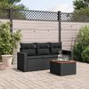 vidaXL 4-delige Loungeset met kussens poly rattan zwart
