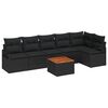 vidaXL Tuinbankenset met opslag 7 pcs Zwart poly rattan