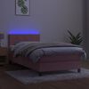 vidaXL Boxspring met matras en LED fluweel roze 100x200 cm