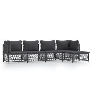 vidaXL 5-delige Loungeset met kussens staal antracietkleurig