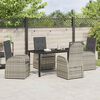 vidaXL Tuin eettafelset met kussen 5 pcs Grijs poly rattan
