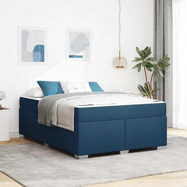 vidaXL Bedframe met matras Blauw 160 x 200 cm Stof