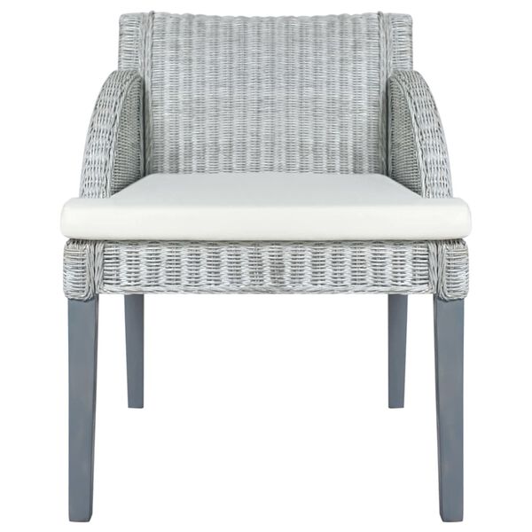 vidaXL Eetkamerstoel met kussen natuurlijk rattan grijs