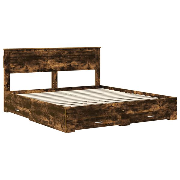vidaXL Bedframe met lade met hoofdeinde met opslag Bewerkt hout