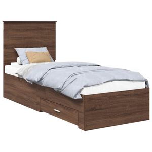vidaXL Bedframe Bruin Eiken en Zilver 70 x 190 cm Bewerkt hout