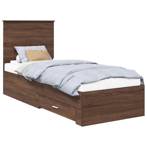 vidaXL Bedframe Bruin Eiken en Zilver 70 x 190 cm Bewerkt hout