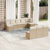 vidaXL 10-delige Loungeset met kussens poly rattan beige