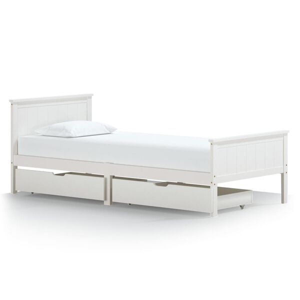 vidaXL Bedframe met 2 lades massief grenenhout wit 100x200 cm