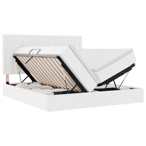vidaXL Opbergbed met LED met opslag Puur Wit 180 x 200 cm Kunstleer