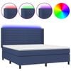 vidaXL Boxspring met matras en LED stof blauw 180x200 cm