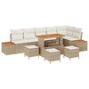 vidaXL Tuin Sofa Set met kussen met opslag Beige Poly riet