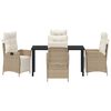vidaXL Tuin eettafelset met kussen 5 pcs Beige poly rattan