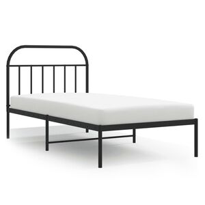 vidaXL Bedframe met hoofdbord metaal zwart 107x203 cm