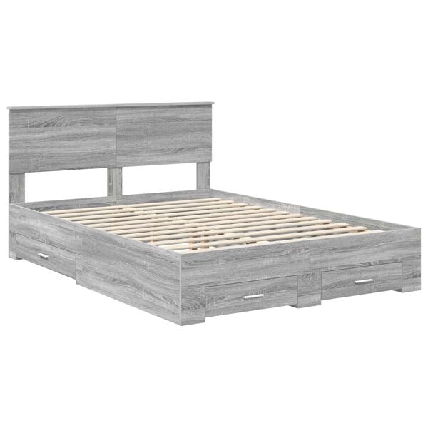 vidaXL Bedframe met hoofdeinde Grijs Sonoma 140 x 190 cm Bewerkt hout