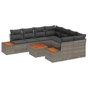 vidaXL Tuin Sofa Set met opslag 9 pcs Grijs Poly riet