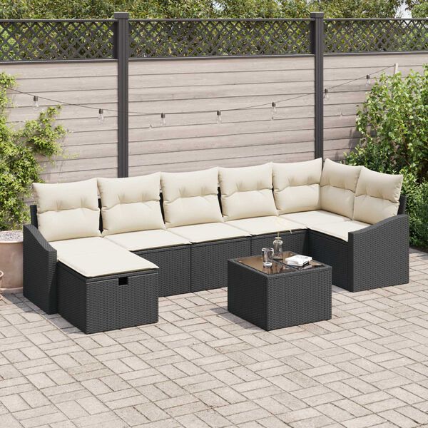 vidaXL Tuin Sofa Set met kussen 8 pcs Zwart 55 x 62 x 69 cm Poly riet