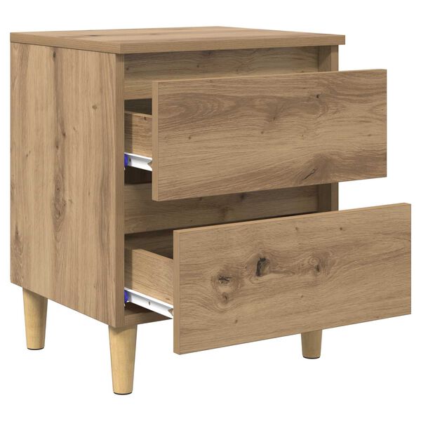 vidaXL Bedkast met lade Artisan Eiken 40 x 35 x 50 cm Bewerkt hout